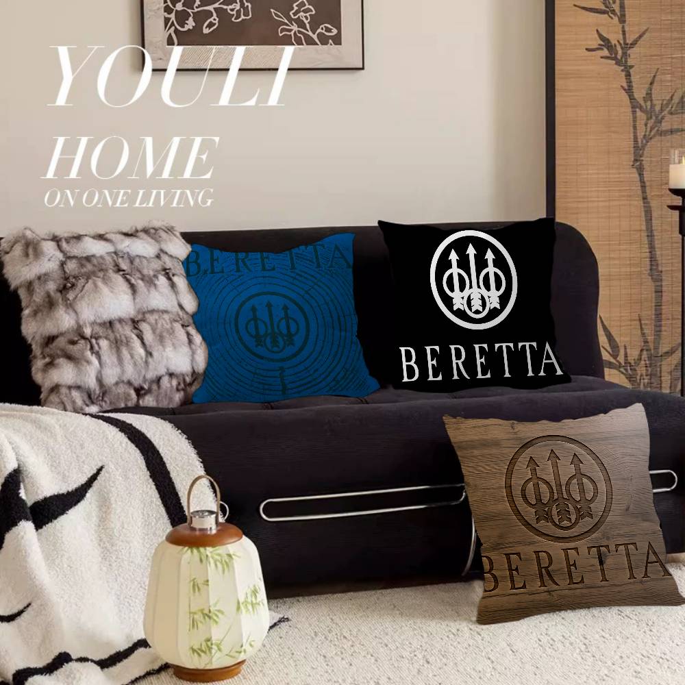 Home Textiles Logo - ベレッタ銃ロゴ入り枕カバー、漫画風ソファ装飾用、両面印刷、短毛プラッシュ、かわいいクッションカバー