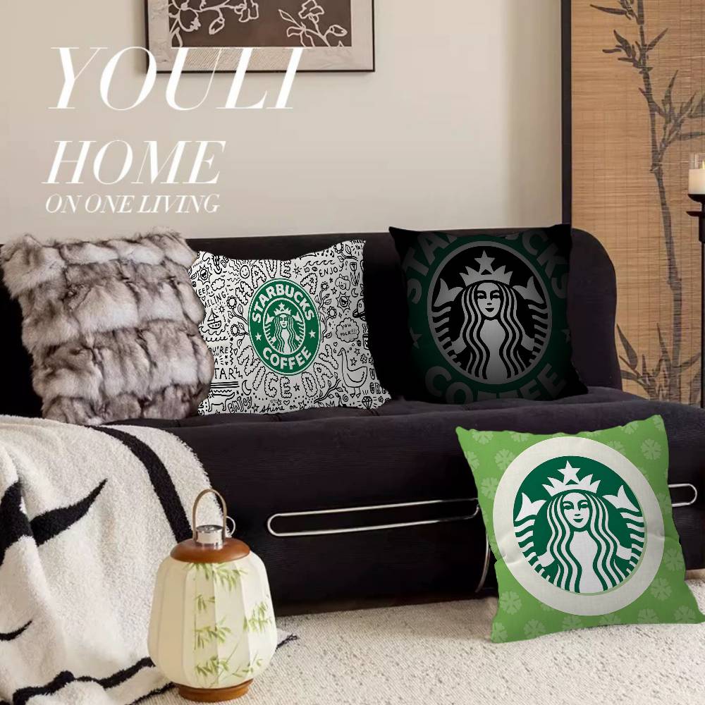 Home Textiles Logo - スターバックスのロゴ入りクッションカバー、枕カバー、装飾用枕カバー、プリントクッションケース（ソファ用）