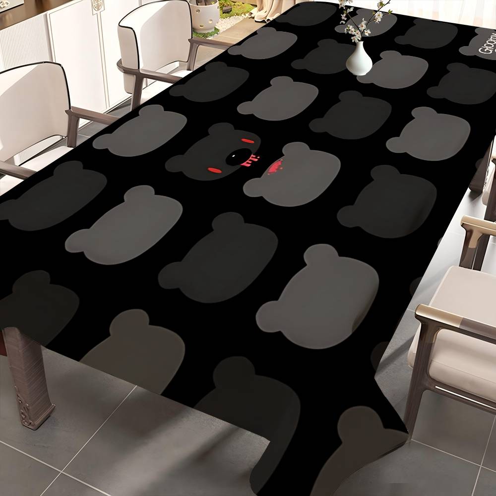Home Textiles News - カートゥーンGグルーミーベアテーブルクロス ホームディナーパーティーテーブルカバー ウェディングバンケット アウトドアパーティーカバー ホテル装飾テーブルクロス