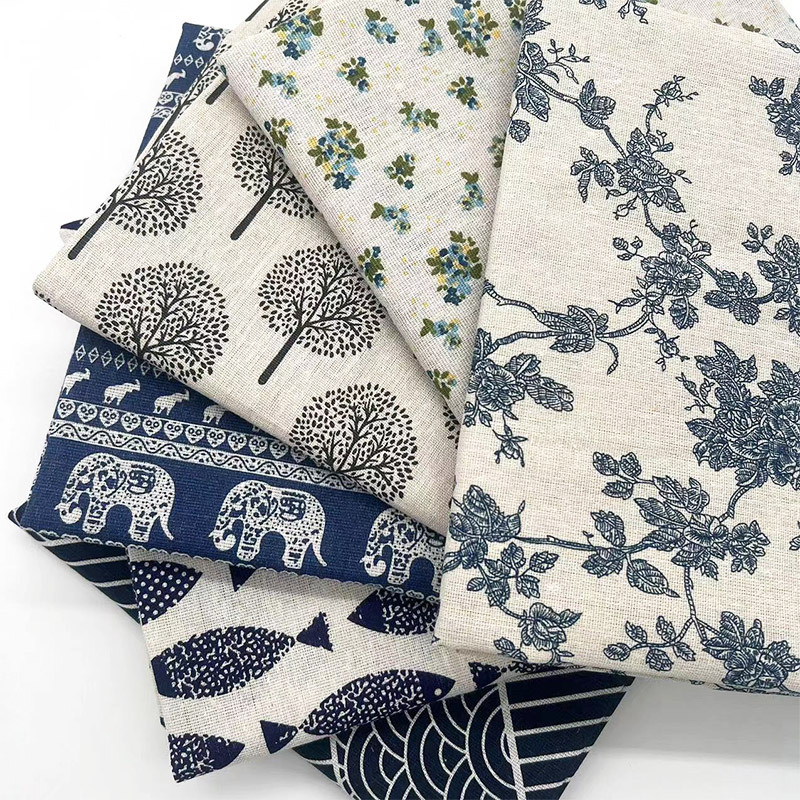 Textiles For Home - レトロなボヘミアン風花柄コットンリネン混紡生地、テーブルクロス、ソファカバー、窓用カーテン、家の装飾に最適な柔らかい装飾布