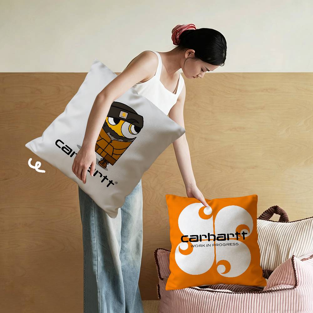 Home Textiles Logo - C-Carharttes ロゴ メープル デザイン クッションカバー ハッピーオータムハーベスト装飾