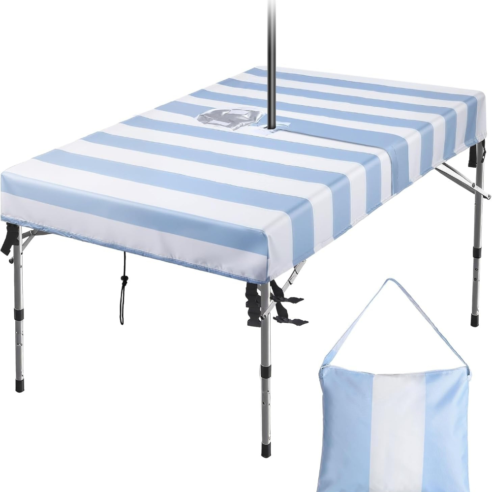 Home Textiles News - 傘穴と巾着付き屋外テーブルクロス ピクニック用防水生地布 ピクニック用屋外家具カバー