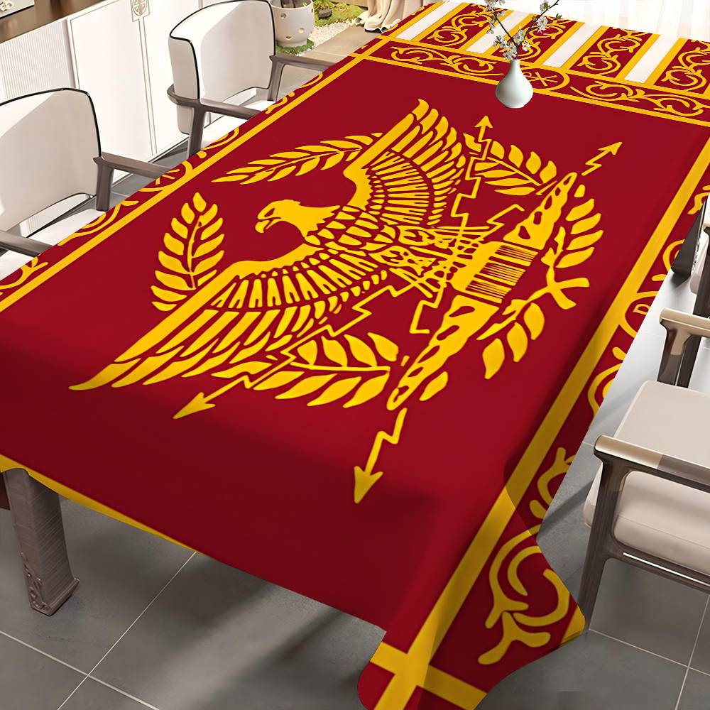 Home Textiles Today Logo - Roman S-SPQRs ロゴ入り長方形テーブルクロス 洗濯可能 ウェディングパーティー キッチン