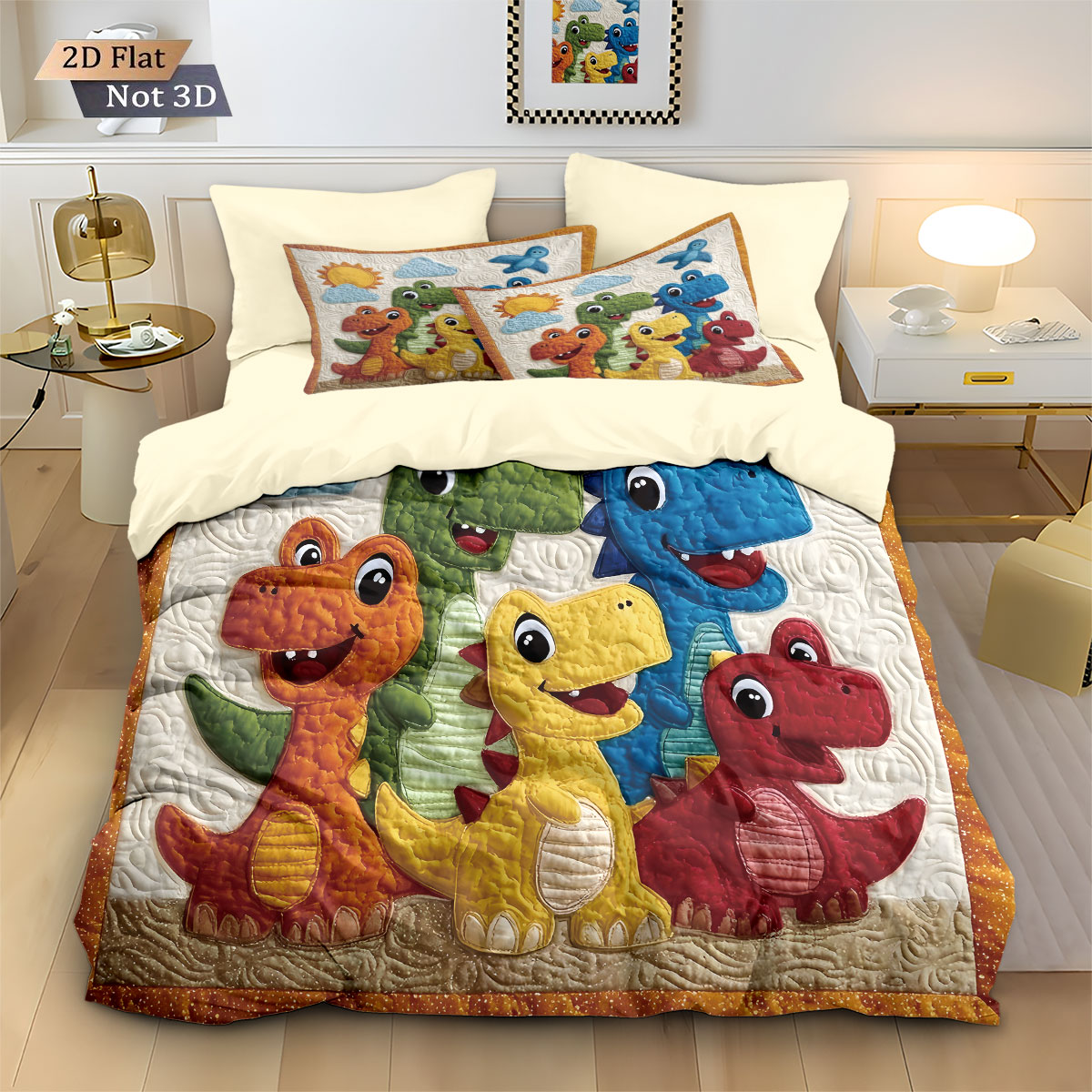 Home Textiles Bedding - 3点セット 漫画風恐竜柄 動物柄 コアレスダウン掛け布団セット 快適な寝室 寮用寝具装飾