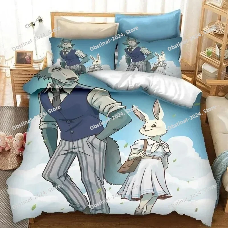 Home Textiles Bedding - アニメ BEASTARS 寝具セット プリント寝具セット 枕カバー付き ベッド布団カバー