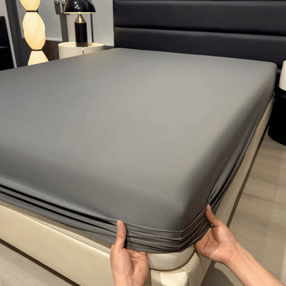 Silk Sheet Set - 通気性のあるアイスシルク冷却フィットシーツソフトで滑らかな滑り止めマットレスカバー120、180cm弾性バンドベッドシーツ夏用