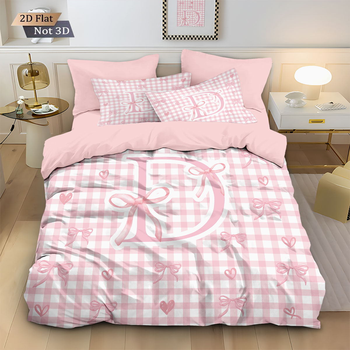 Home Textiles Bedding - 3 個のピンクのリボン D プリントコアレス布団カバーセット、マルチサイズの寝室の寝具装飾、快適で洗濯機で洗えます。