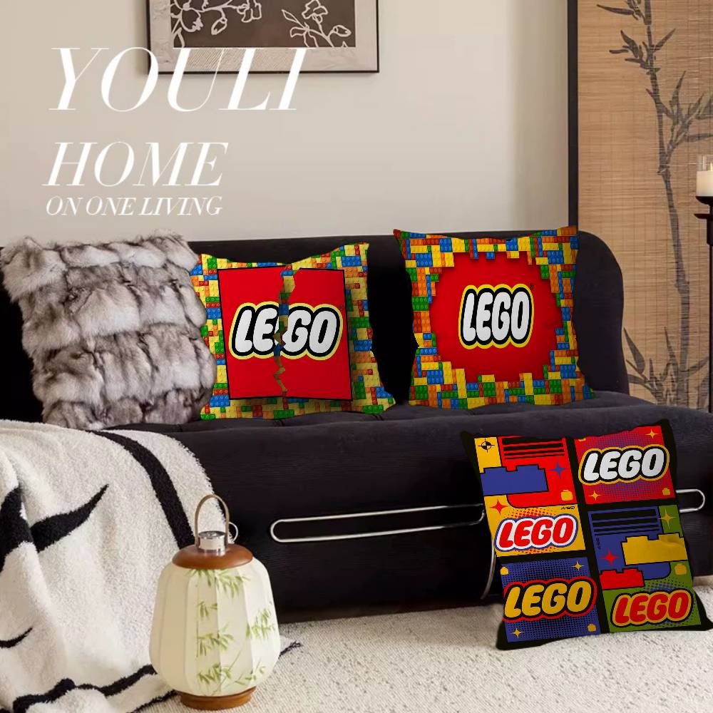 Home Textiles Logo - クラシック L-LEGOS ロゴ クッションカバー インチサイズ ファームハウス装飾