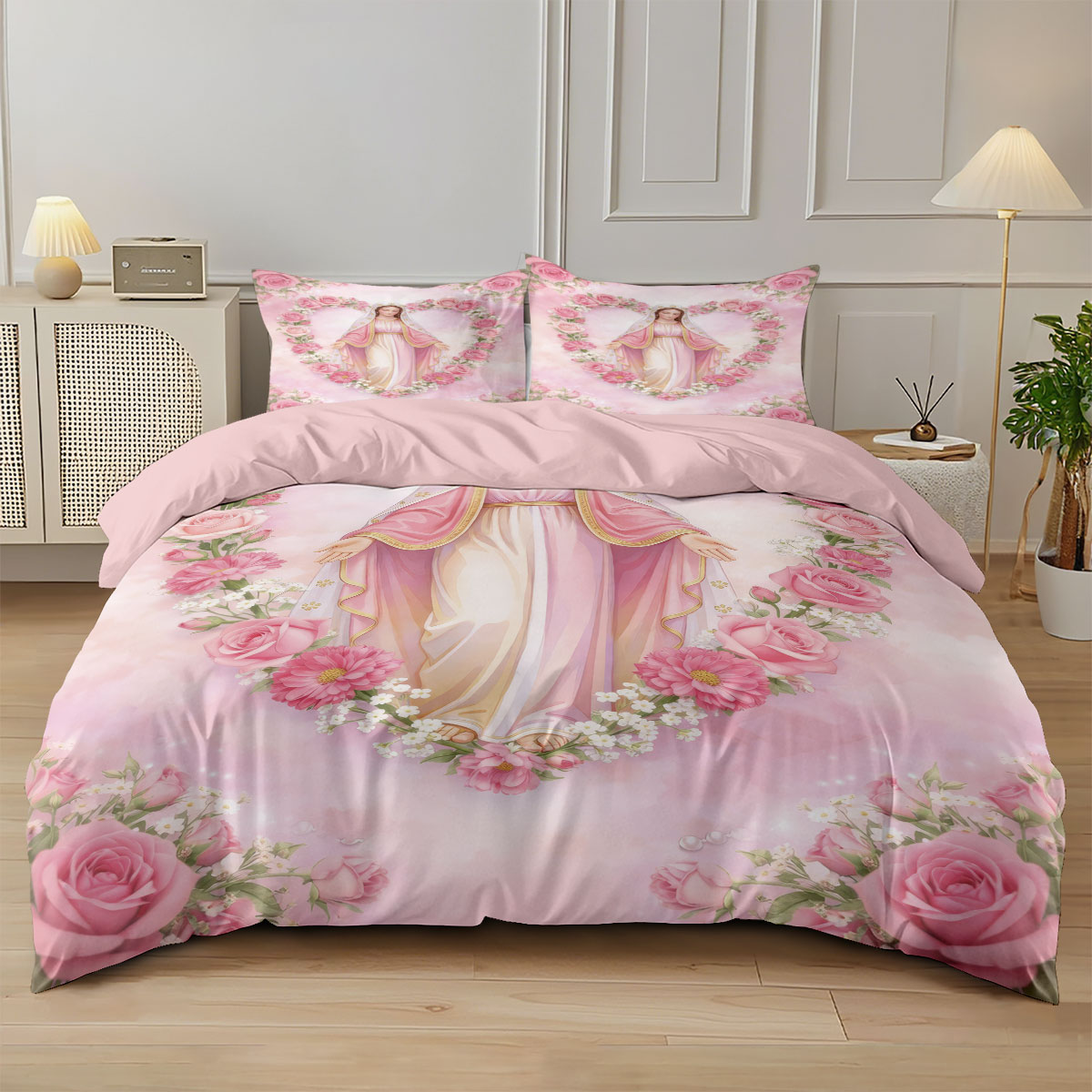 Home Textiles Bedding - 3ピース イエス・キリスト教聖書プリント コアレス羽毛布団カバーセット、マルチサイズ寝室寝具装飾、洗濯機で洗えます