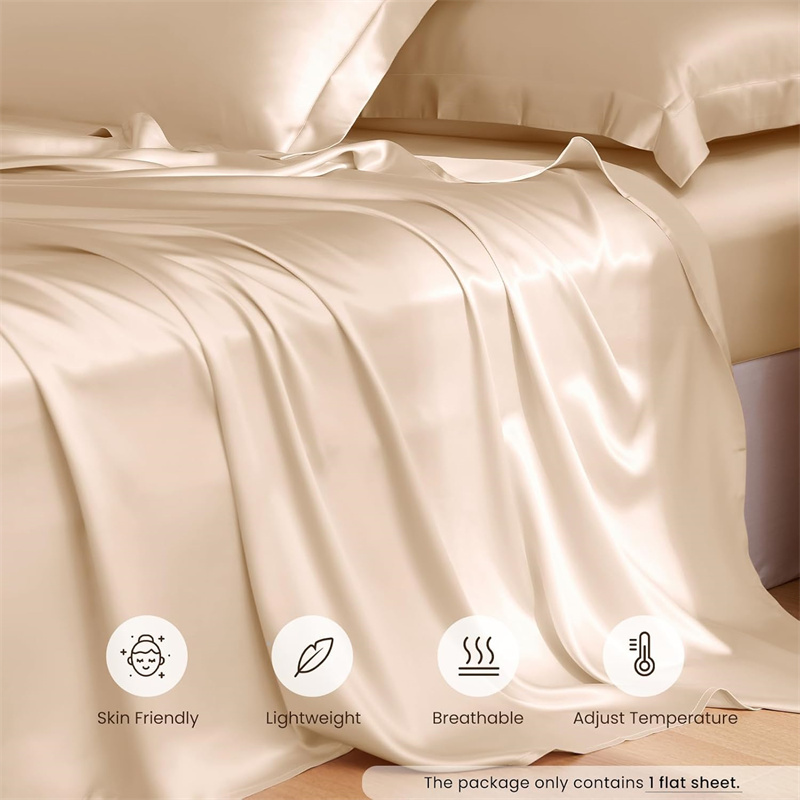 1PC 桑シルクフラットシート高級滑らかなベッドシーツトップ - Silk Sheet Set のレビューと価格