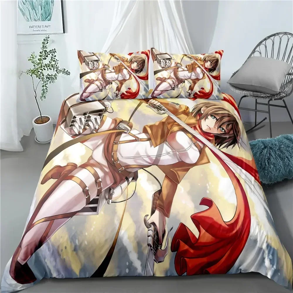 ファッションアニメ進撃の巨人ホームテキスタイル枕カバーベッド - Home Textiles Bedding のレビューと価格