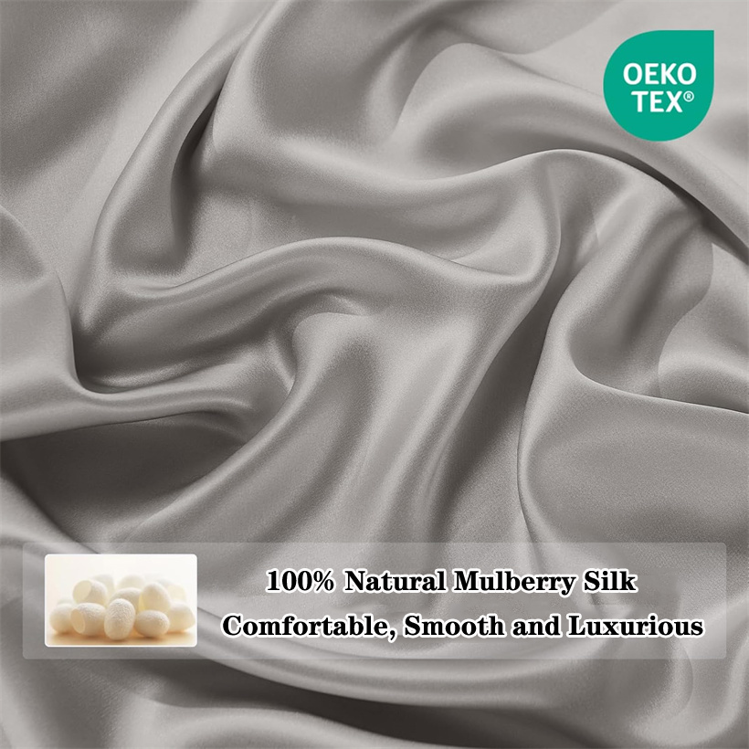 高級100%桑絹フラットシーツ 天然シルクベッドシーツ スム - Silk Sheet Set のレビューと価格