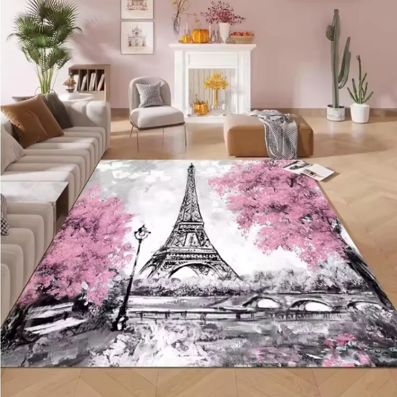 ヴィンテージパリエッフェル塔アートリビングルームラグ、フラン - Home Textiles Paris のレビューと価格