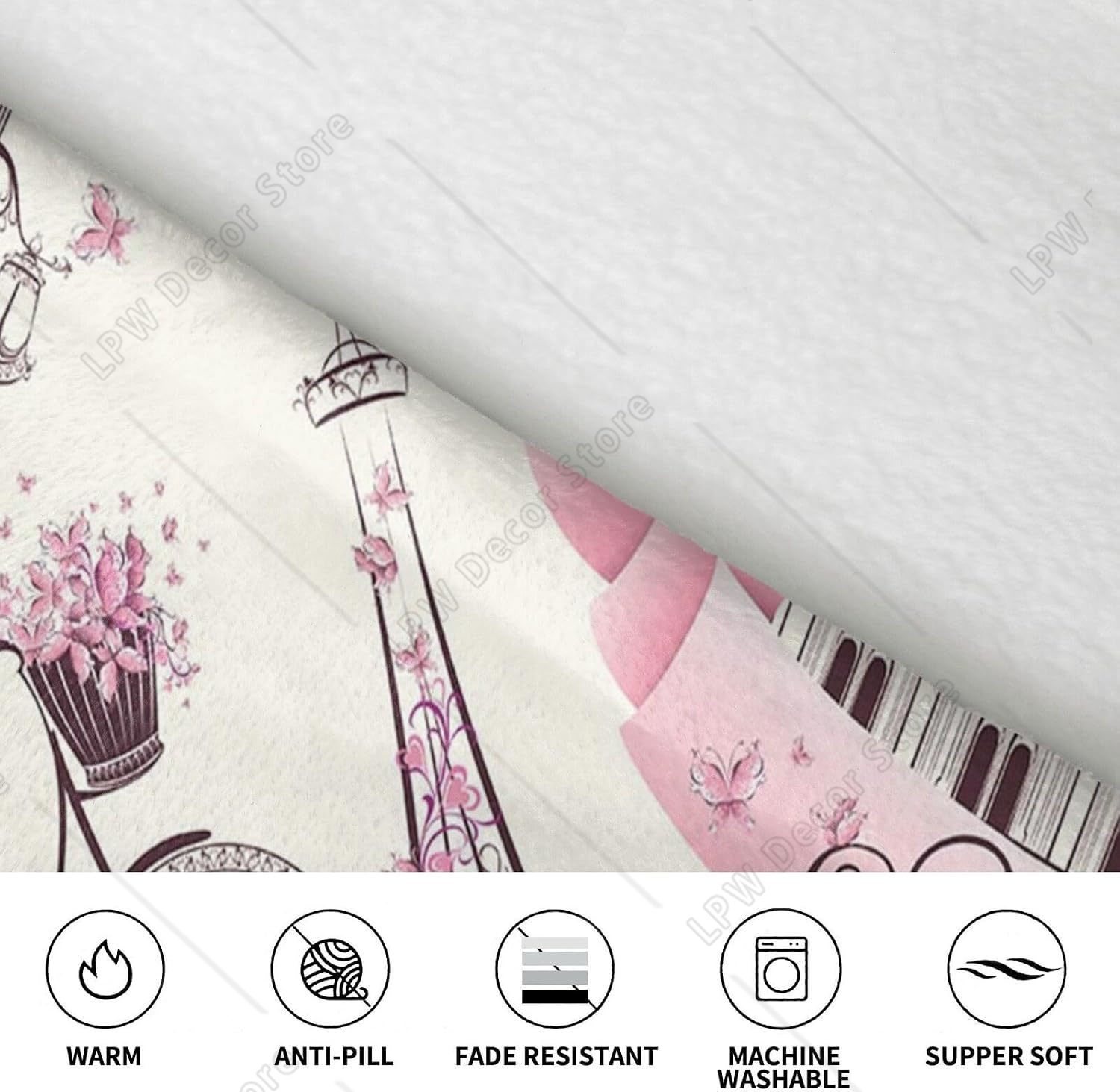 パリタワーフラワープリントブランケットパーカー 女性&男性用 - Home Textiles Paris のレビューと価格
