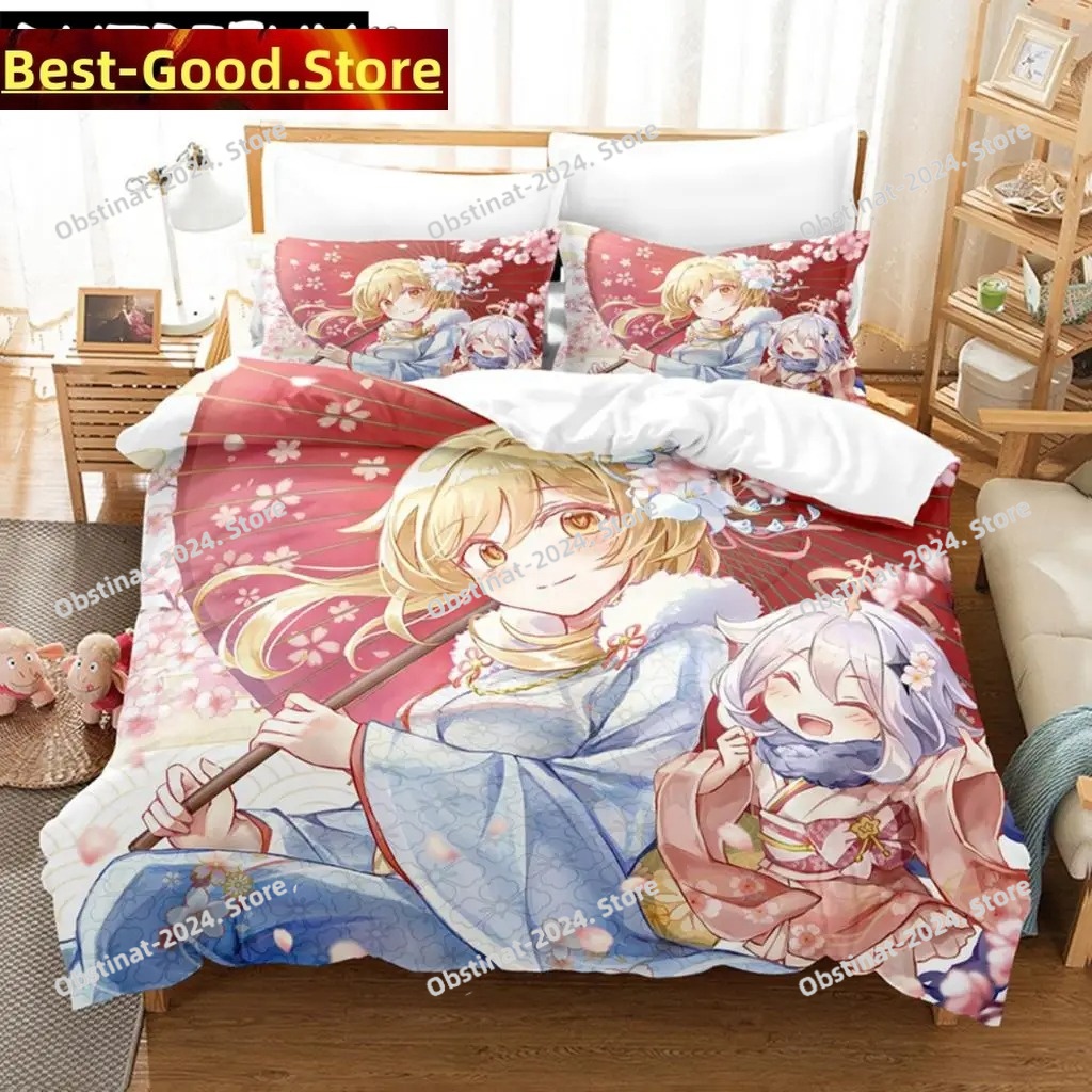 アニメ原神ルミネ布団カバー漫画少女寝具セットツインダブルベッ - Home Textiles Bedding のレビューと価格