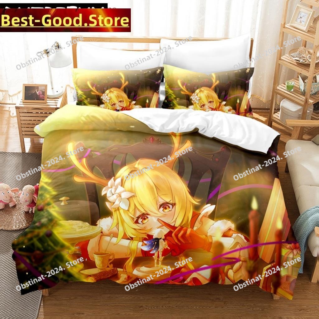 アニメ原神ルミネ布団カバー漫画少女寝具セットツインダブルベッ - Home Textiles Bedding のレビューと価格