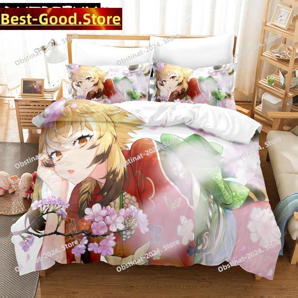 アニメ原神ルミネ布団カバー漫画少女寝具セットツインダブルベッ - Home Textiles Bedding のレビューと価格