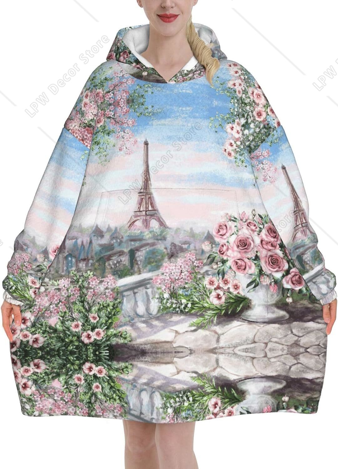 タワーパリプリントブランケットパーカー 女性&男性用 大人テ - Home Textiles Paris のレビューと価格