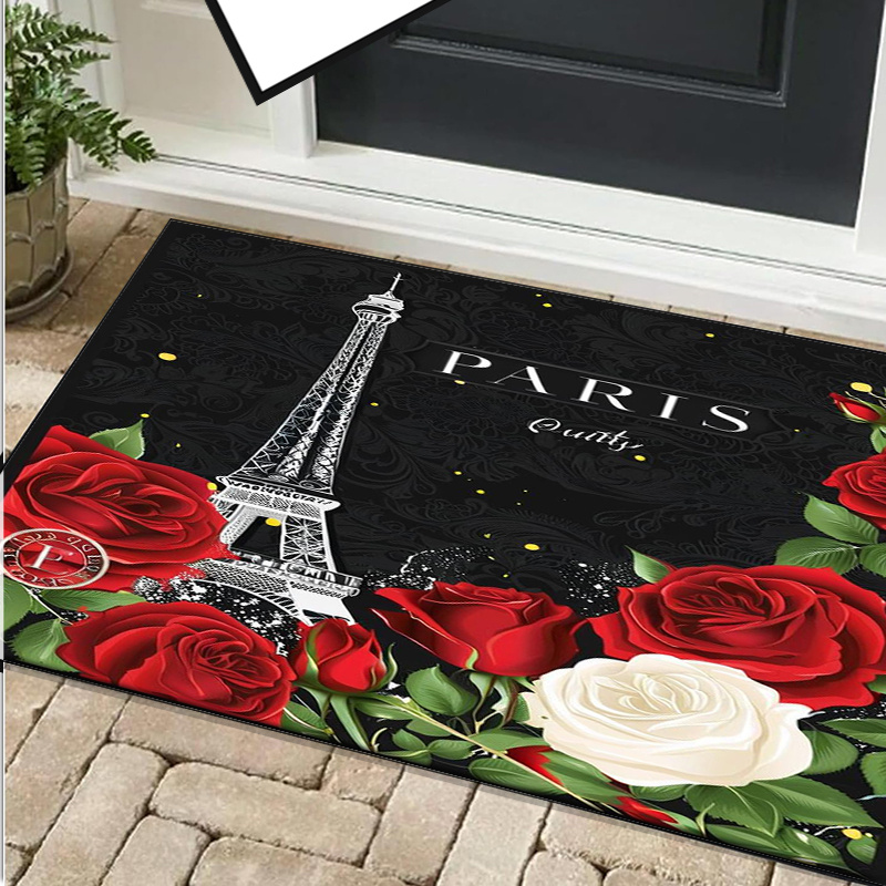 ロマンチックなパリのエッフェル塔のバラの敷物 - フランス風 - Home Textiles Paris のレビューと価格
