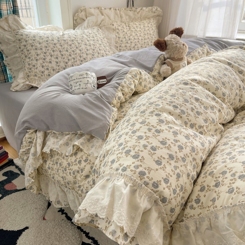 新しい古代シルクレース4点セット フレンチフローラル柄布団カ - Silk Sheet Set のレビューと価格