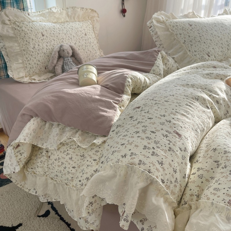 新しい古代シルクレース4点セット フレンチフローラル柄布団カ - Silk Sheet Set のレビューと価格
