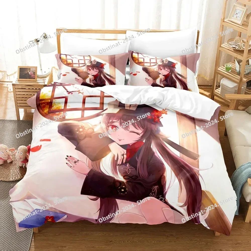 胡桃寝具セット原神インパクト布団カバー3Dゲームホームテキス - Home Textiles Bedding のレビューと価格