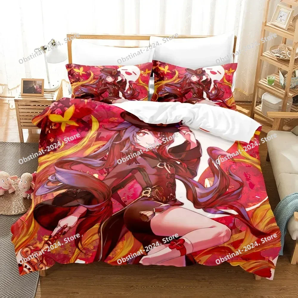 胡桃寝具セット原神インパクト布団カバー3Dゲームホームテキス - Home Textiles Bedding のレビューと価格