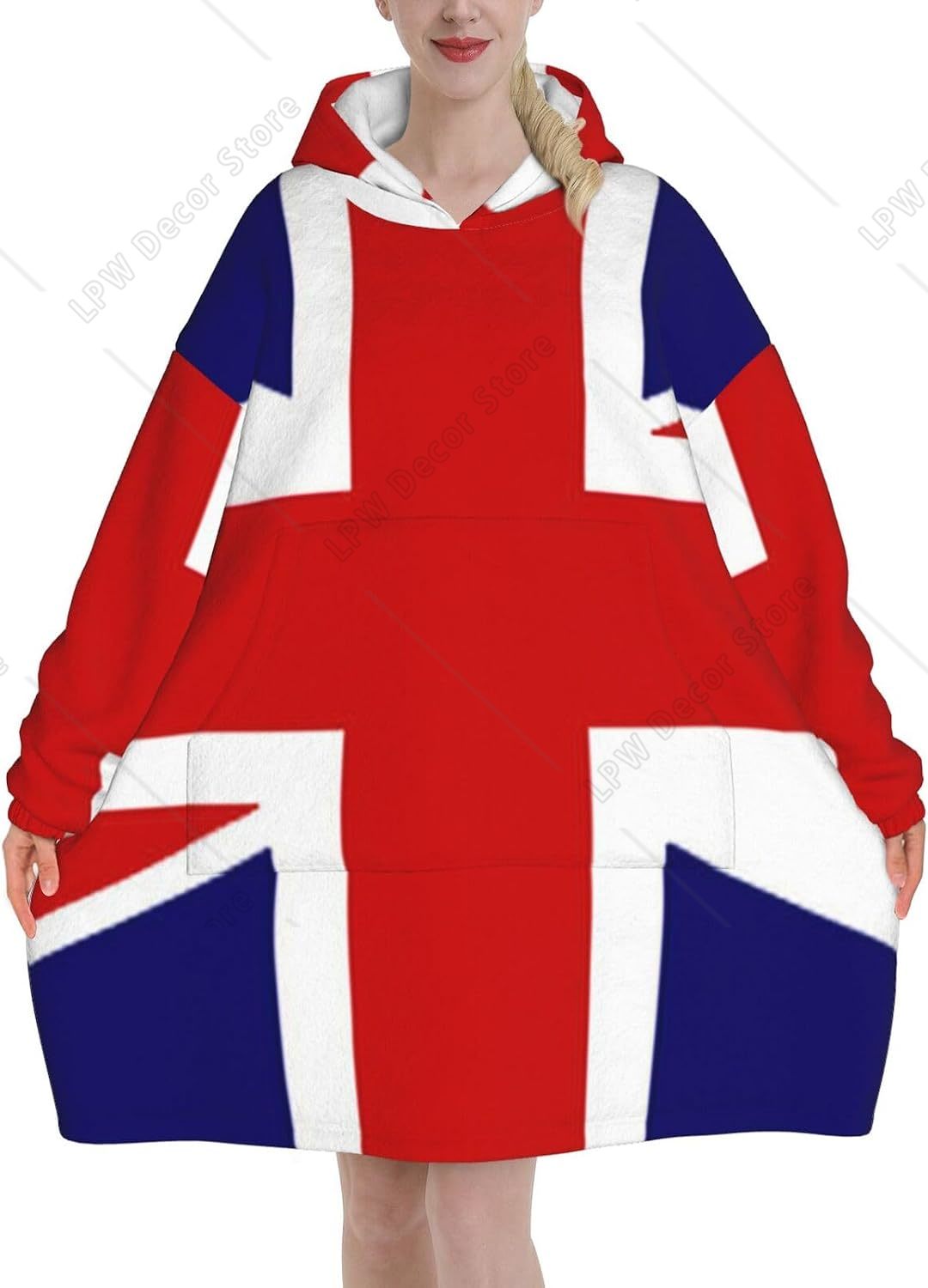 英国国旗プリントブランケットパーカー 女性&男性用 大人ティ - Home Textiles Uk のレビューと価格