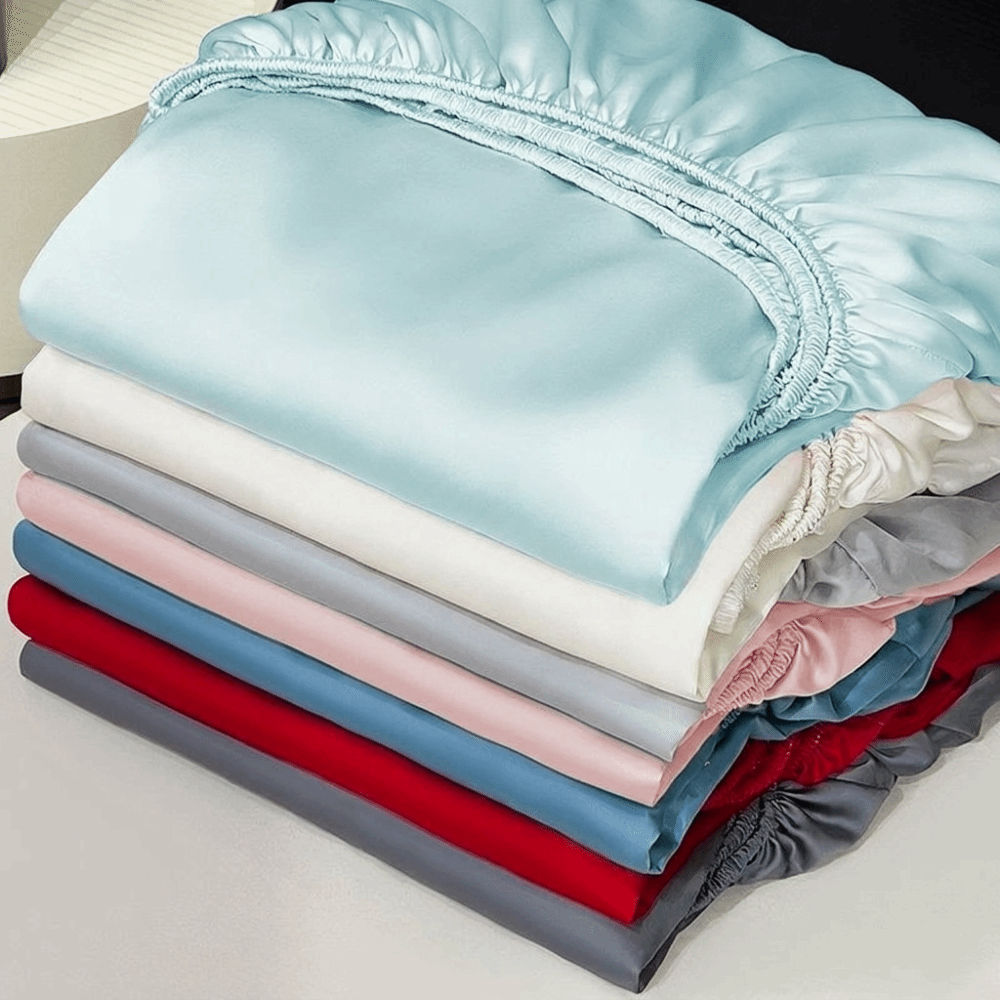 通気性のあるアイスシルク冷却フィットシーツソフトで滑らかな滑 - Silk Sheet Set のレビューと価格
